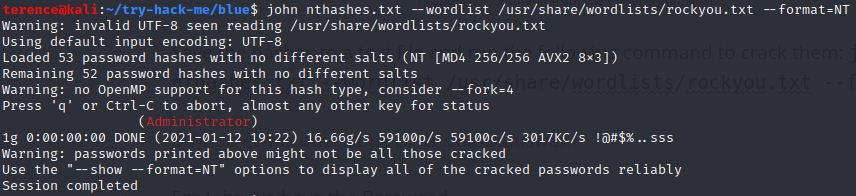 cracking nt hashes with john 