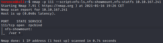 nmap -p 111 script scan